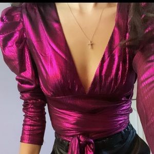 Forever 21 Self Tie Magenta Crop Top Size S